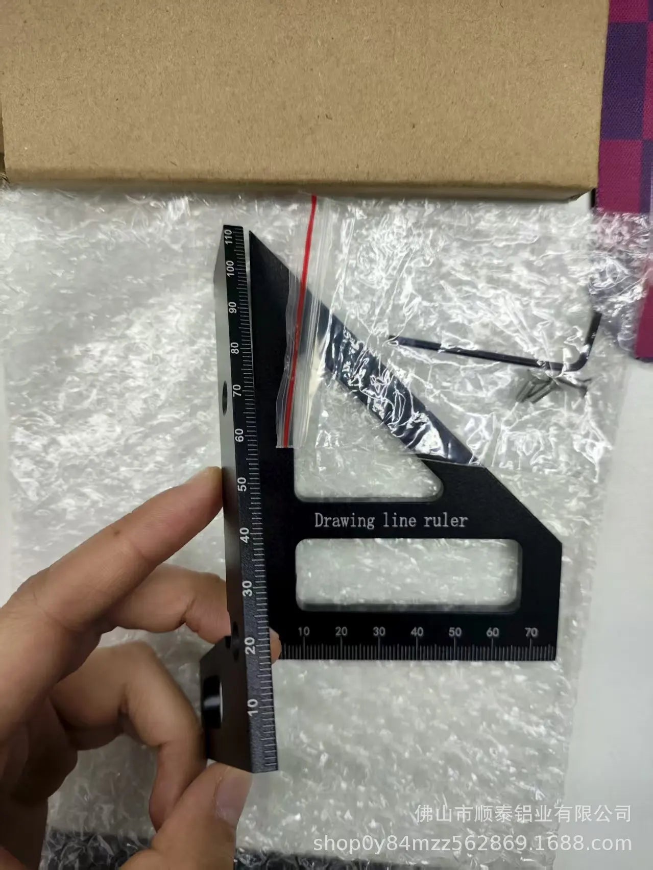 Aluminum Alloy Triangle Scribing Ruler 45/90 Degree Woodworking Layout Measuring Tool Precise Marking Square Drawing Line Ruler Qme Black 1pc