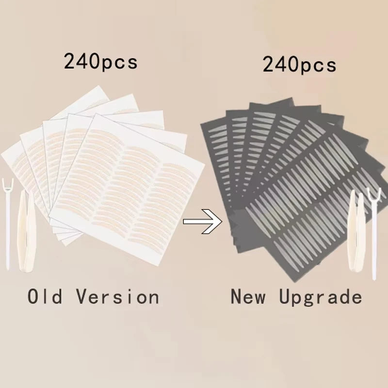 240Pcs Invisible Double Fold Eyelid Tape Sticker Lace Nature Clear Beige Stripe Self-adhesive Natural Eye Makeup With Tools Qme