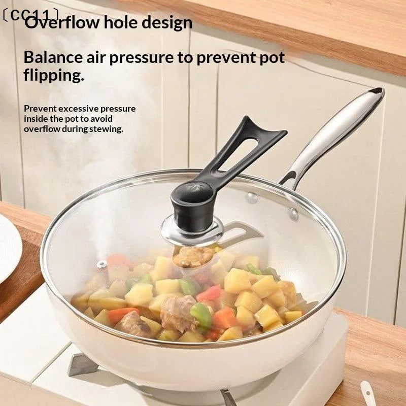 Tempered Glass Round Frying Pan Cover Visible Vertical Lid Pot Qme