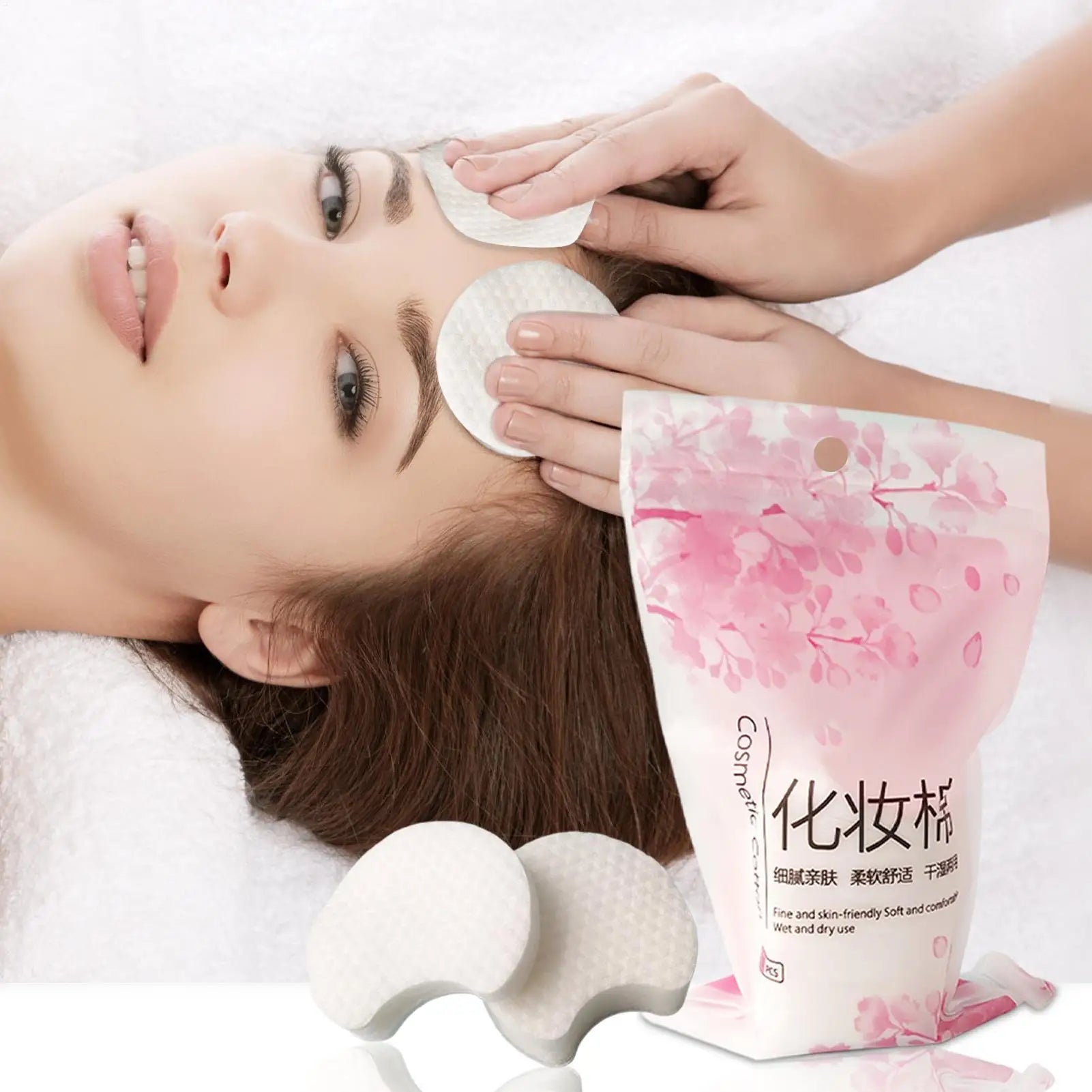 White Rounds Facial Cotton Pads Makeup Remover Natural Soft Wipes Qme