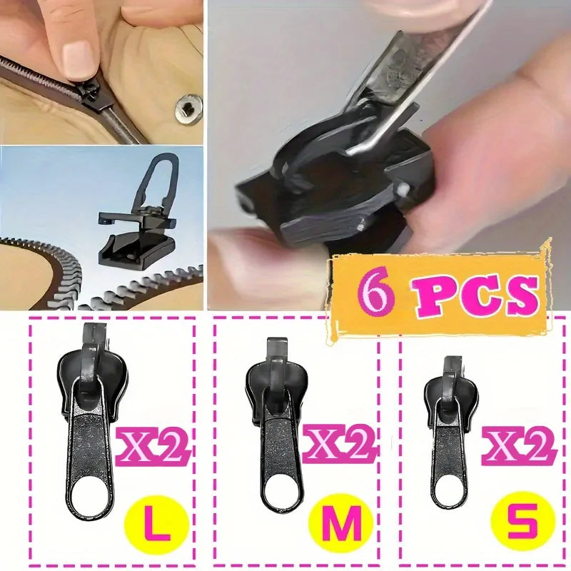 Fixed Zipper Repair Kit, Zipper Slider Repair Kit, Fixed Zipper Detachable Rescue Replacement Kit, Jacket Instant Zipper Set, Qme Black