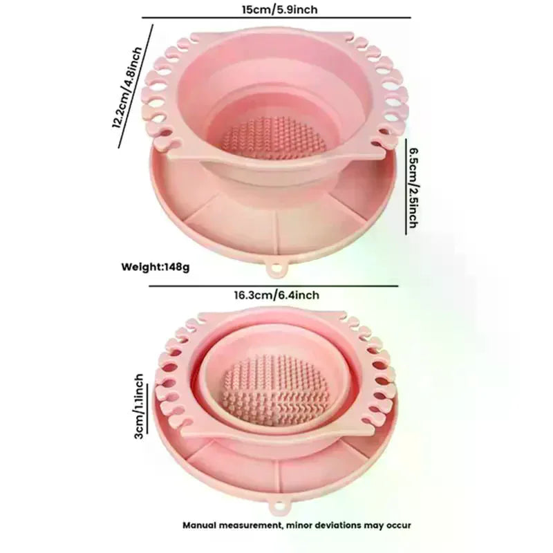 1 Makeup Brush Cleaner Silicone Holder Powder Puff Cleaning Bowl Qme
