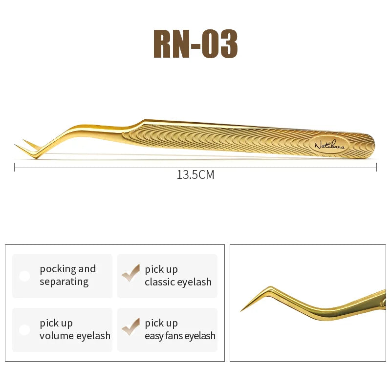 NATUHANA Professional 3D Tweezers Stainless Steel Volume Eyebrow Qme RN-03