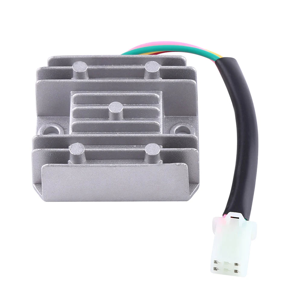 Motorbike Regulator Rectifier 4 Wires 4 Pins 12 Voltage Regulator Rectifier For 150-250CC Motorcycle Scooter Moped ATV Qme White
