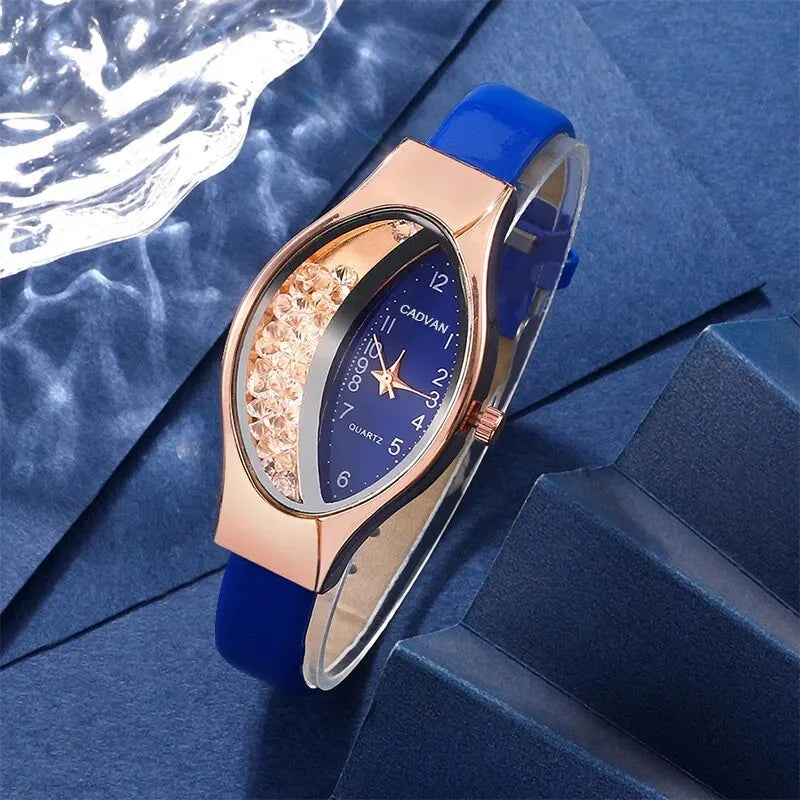 Ladies' Watch&Crystal, Quartz Watch, Watch, Luxury Brand, Design, Simple, Ladies', Women's Fashion, 6-piece Set Qme