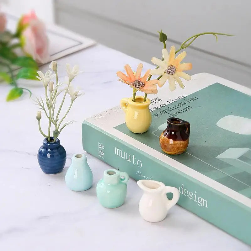 1Pcs Creative DIY Magnetic Flower Arrangement Decorative Object For Home Kitchen Decoration Mini Ceramics Vase Fridge Magnet Qme