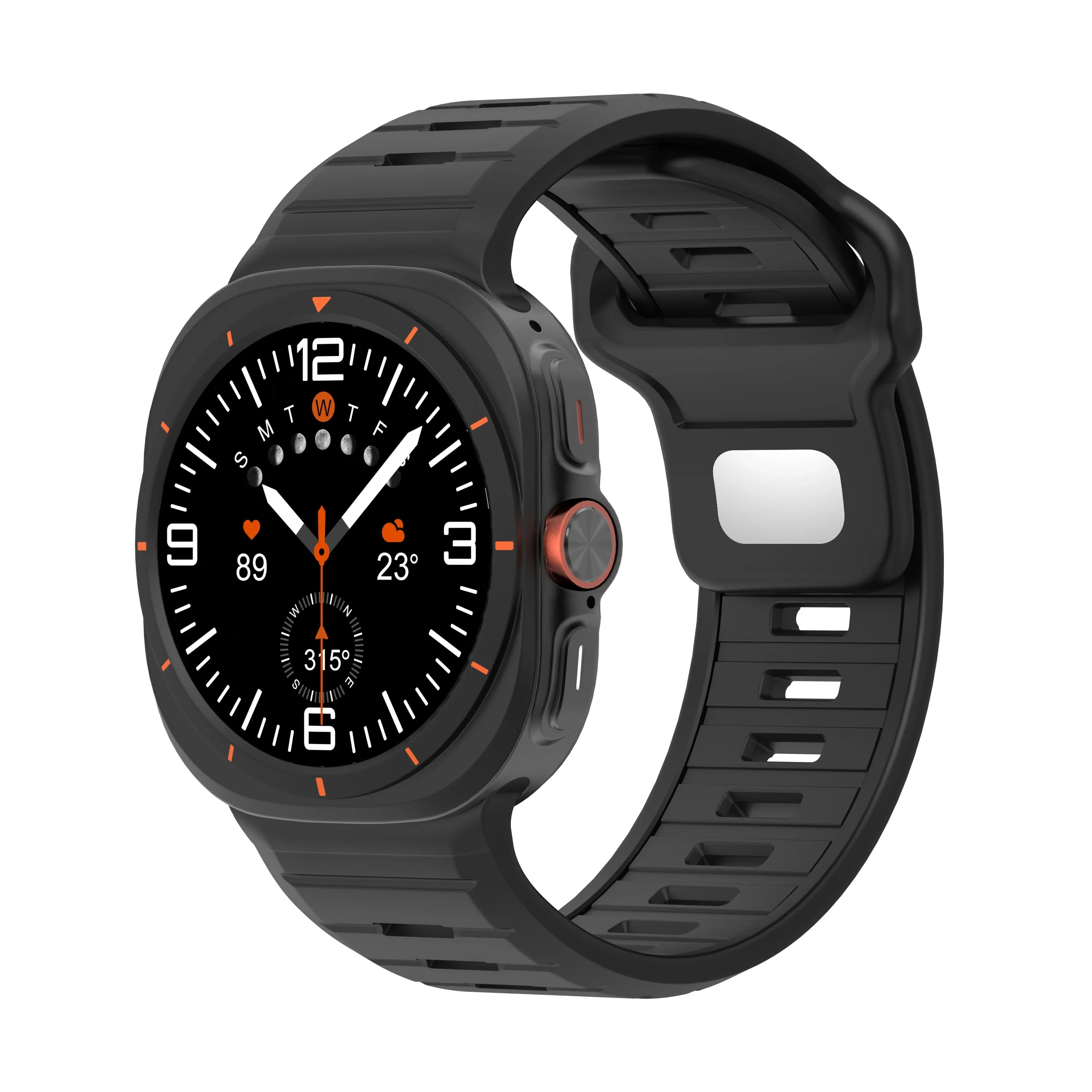 Sports Silicone Strap For Samsung Galaxy Watch Ultra 47mm Soft Loop Two Color Band For Samsung Galaxy 7 Ultra No Gaps Watchband Qme black Galaxy Ultra 47mm