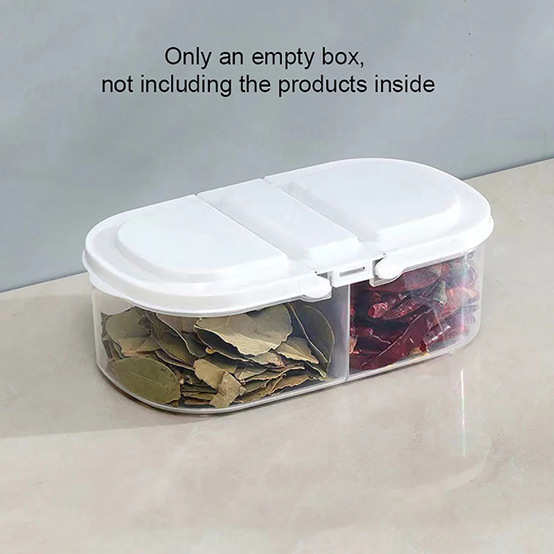 Kitchen Refrigerator Plastic Storage Jar Double Compartment Lid Food Qme White