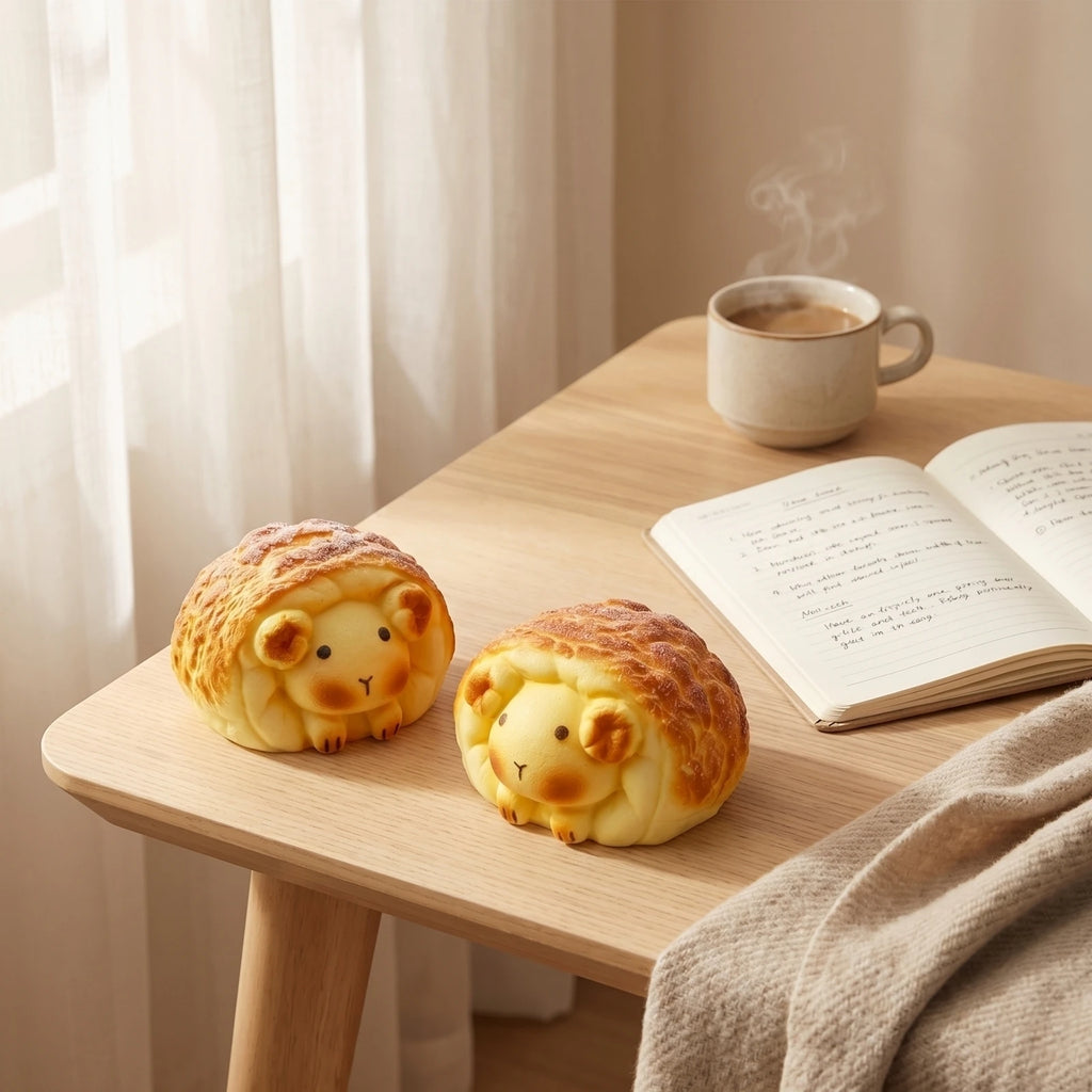Cartoon Simulated Sheep Bread Decompression Model Decor Props for Party Slow-rebound Stress-relieve Fidget Toy Fun Gift Qme