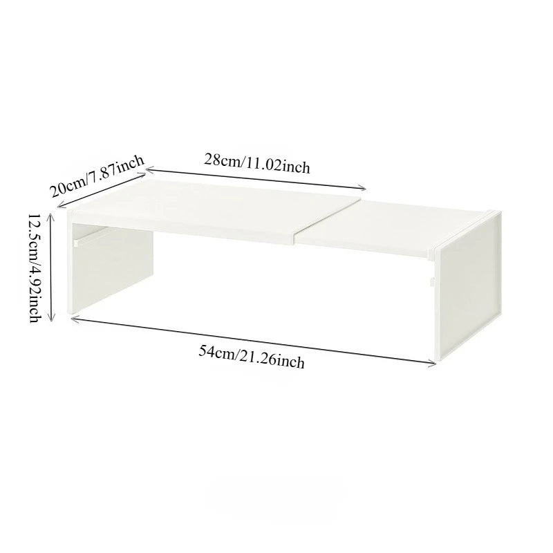 Expandable Storage Shelf, Shoe Rack with Tiered Dividers, Closet Organizer, Wardrobe Storage Cabinet, Desktop Organizer Board Qme White