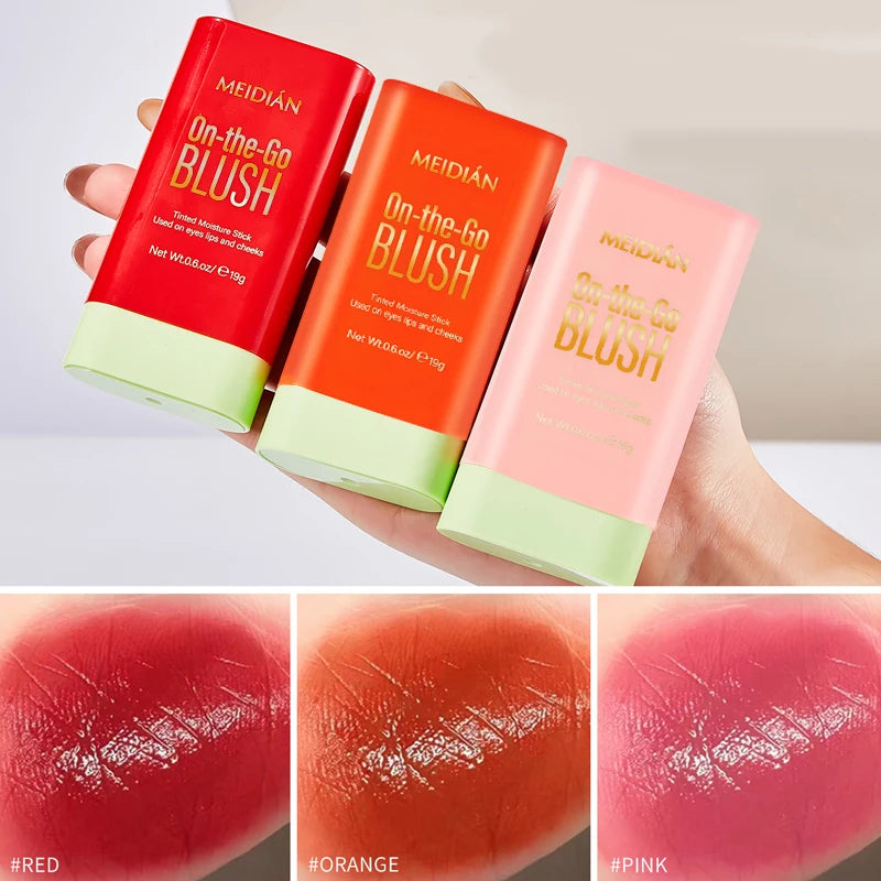 Durable Waterproof Powder Blusher Stick Vibrant Multi Options Rich Qme
