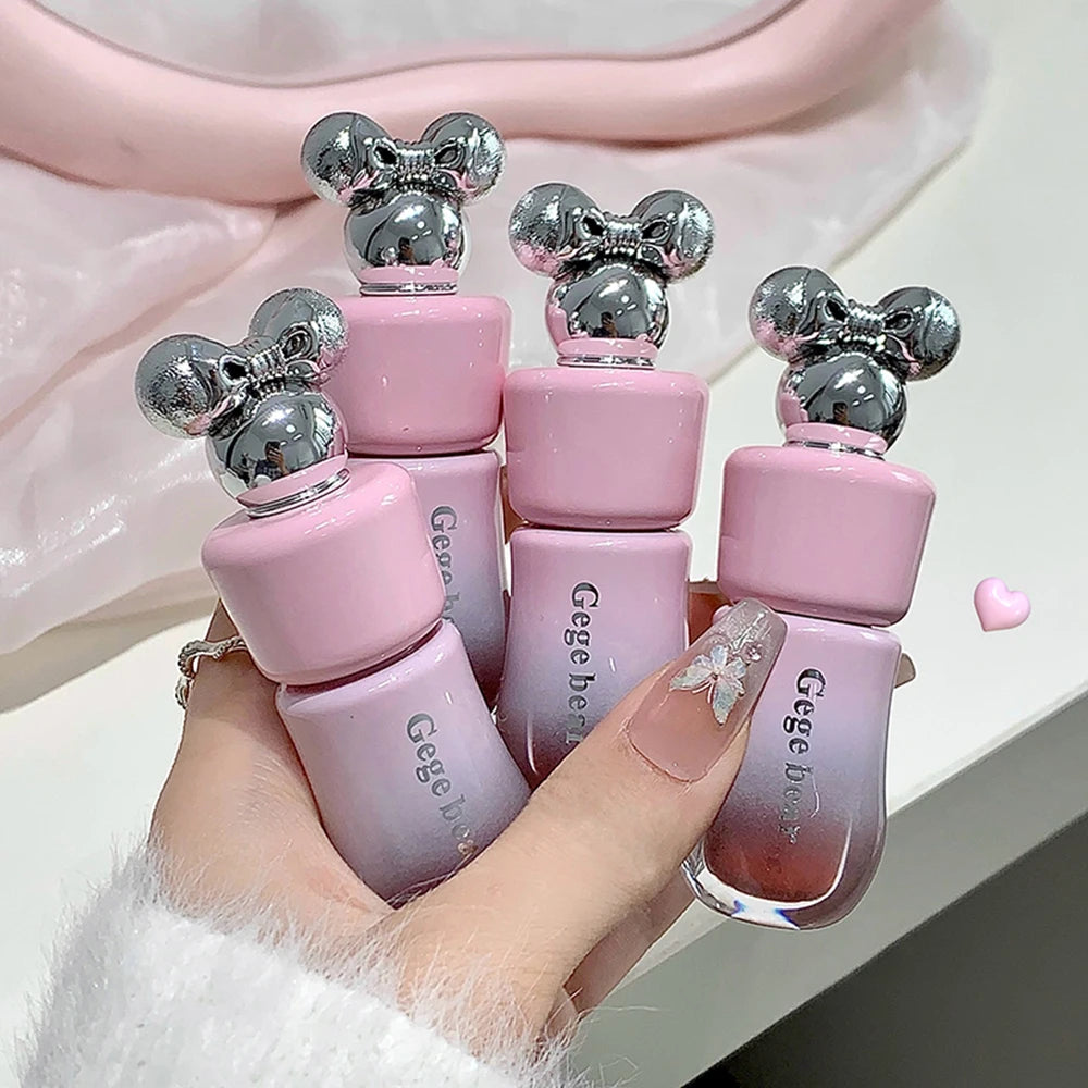 Gege Bear Cute Bow Lip Glaze Matte Velvet Clay Long-lasting Qme
