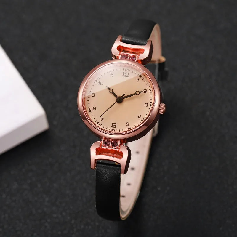 Elegant Small Arabic Dial Women Watches Fashion Leather Band Ladies Quartz Watch Reloj Mujer Girls Clock Gift Qme