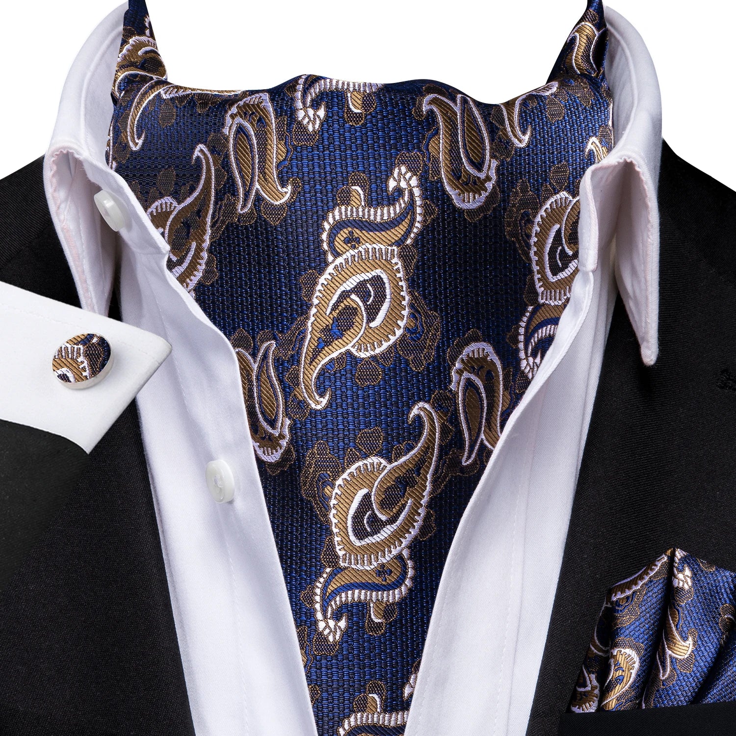 Silk Mens Ascot Black Pink Blue Red Gold Green Purple White Beige