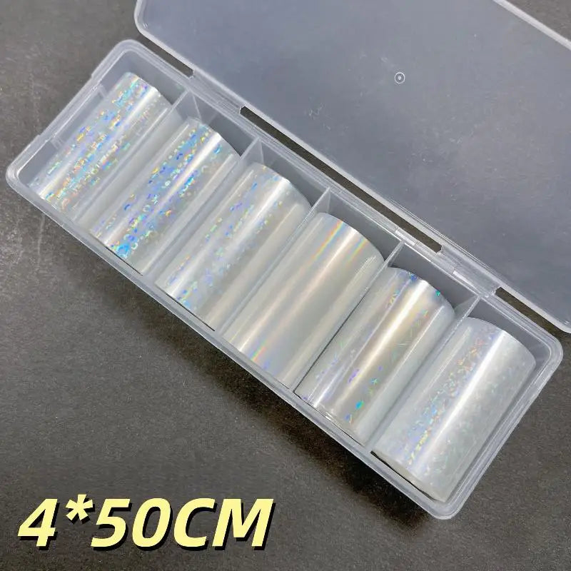 10 Patterns Metallic Nail Foil Transfer Paper Stickers DIY Manicure