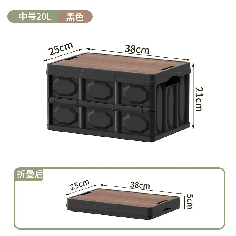 Camping Storage Box Outdoor Folding Boxes Car Trunk Travel Organizing Qme Black M
