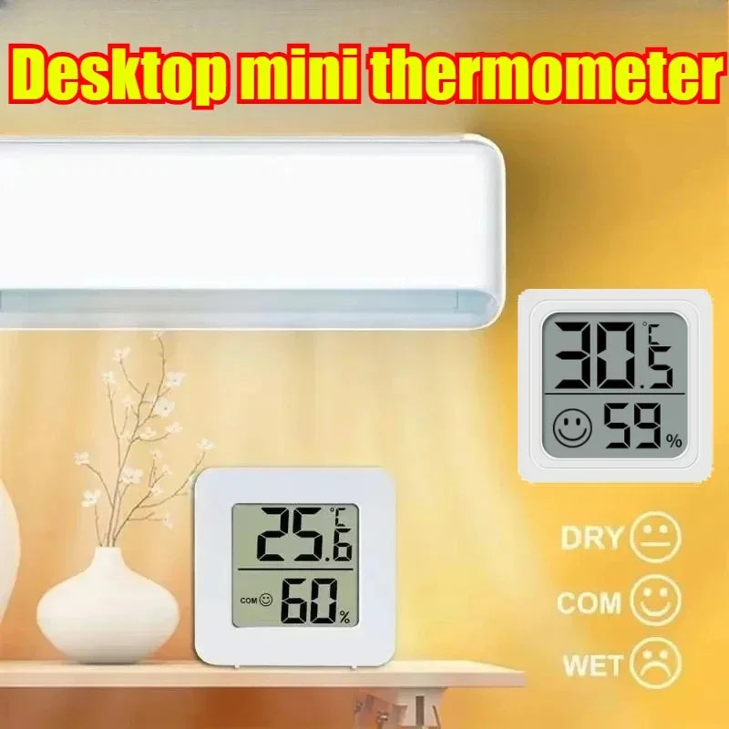 Mini Electronic Temperature and Humidity Meter Car Thermometer with Smiling Face Display Refrigerator Thermometer Qme