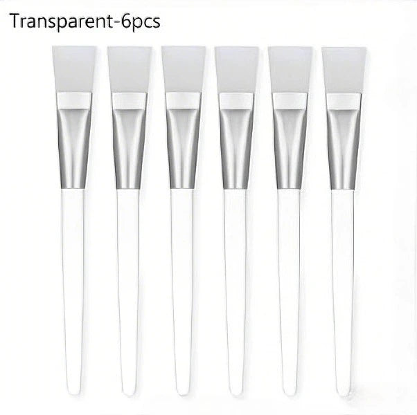 Facial Mask Brushes Soft bristle Transparent Crystal Rod Face Applicator Brush DIY Skincare Salon Spa Makeup Tools Qme 6pcs-Transparent