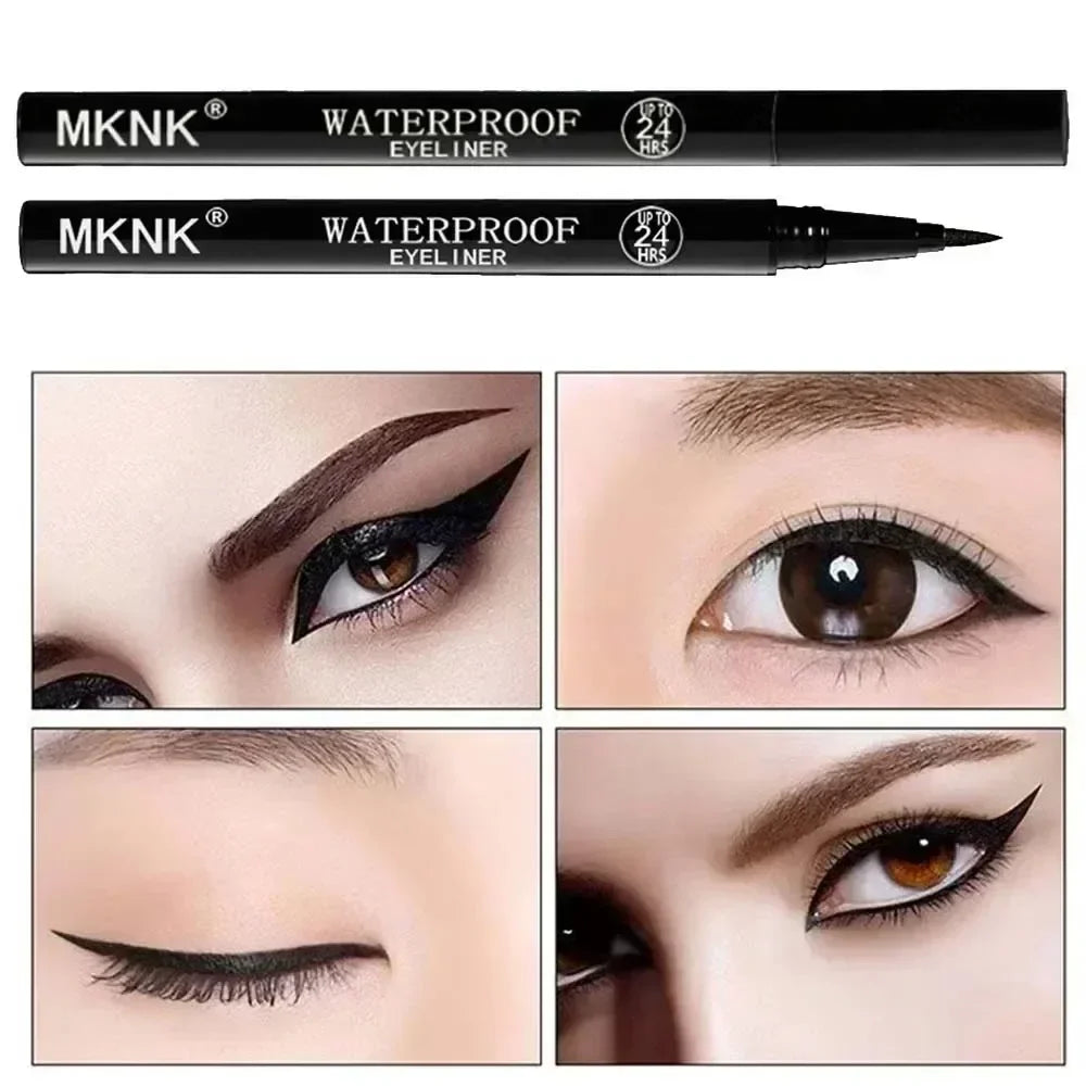 1/2 PCS Black Quick-Dry Eyeliner Pencil - 24H Lasting Smooth Matte Waterproof Anti-Smudge Liquid Eyeliner Makeup for Eyes Qme