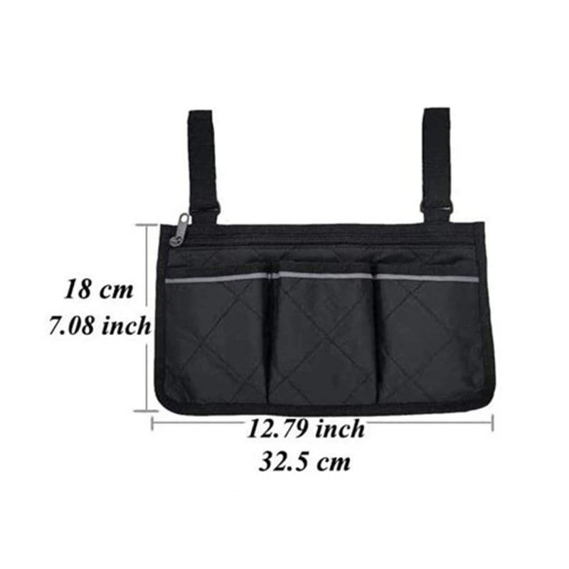 Wheelchair Armrest Storage Bag Waterproof Side Organizer Universal Qme
