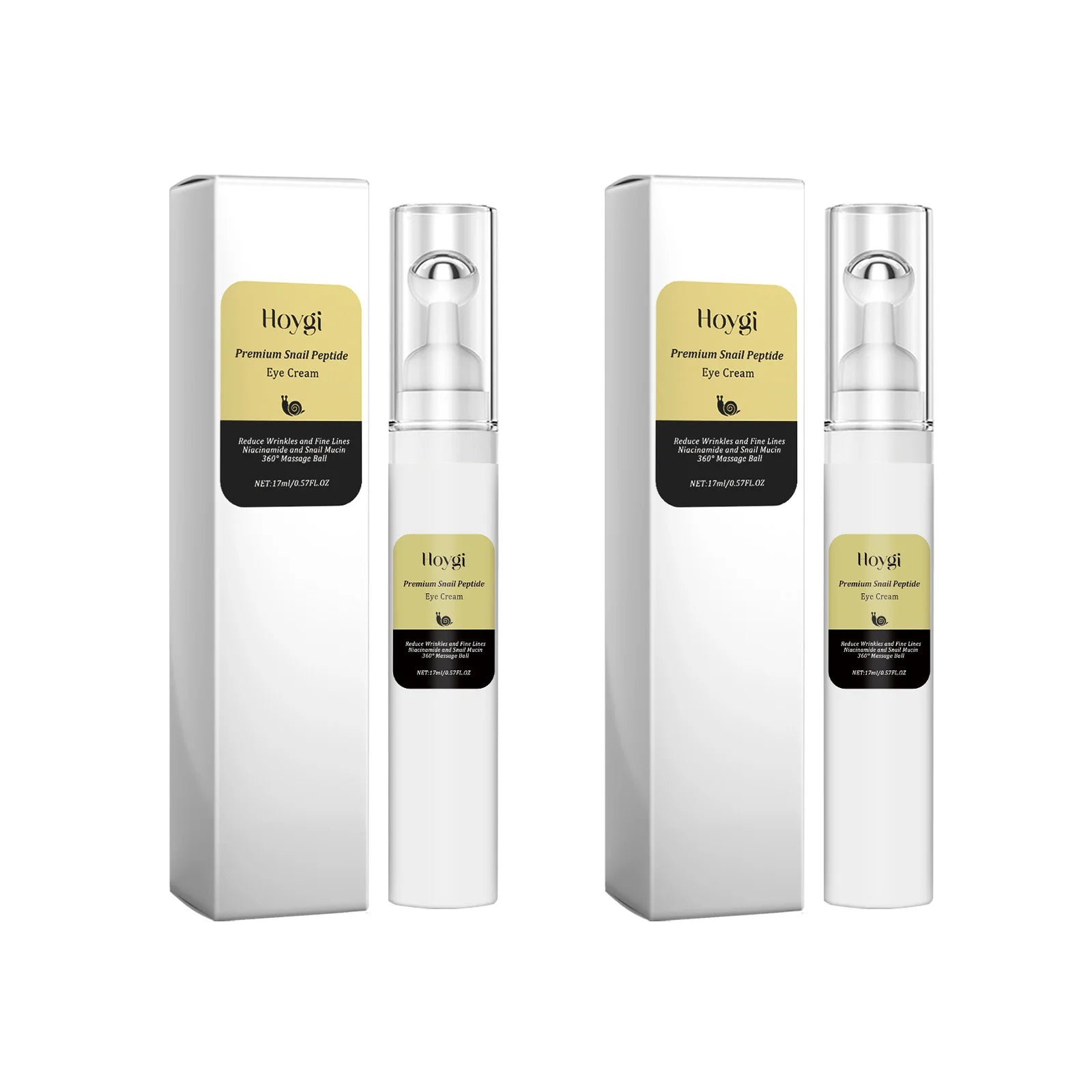 Snail Peptide Eye Cream Remove Eye Bag Anti-Puffiness Fade Dark Circle Firming Skin Roller Massage Nourishing Care Eye Cream Qme 2 x 17ml Boxed