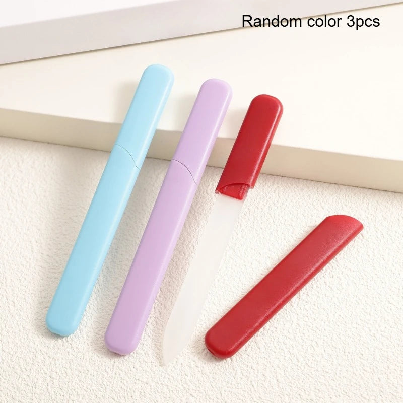 Nano Glass Nail File with Case - Professional Crystal Polishing File for Natural & Acrylic Nails, Portable Manicure Tool Qme Random color 3pcs