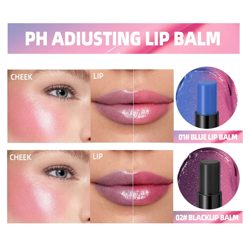 QIBEST Blue Color Changing Lip Balm Moisturizing Temperature Change Color Lipstick Long Lasting Lip Stain Tint Lips Cosmetics Qme