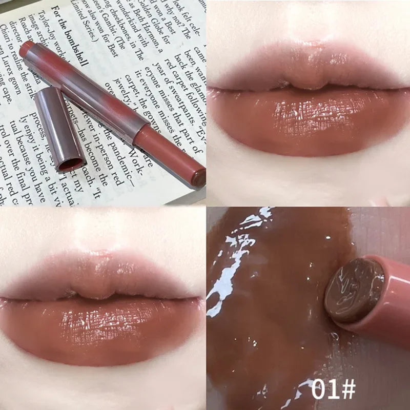 Strawberry Jelly Lipsticks Moisturizing Water Gloss Lip Stick Tint Mirror Clear Lip Gloss Non-Sticky Lips Makeup Korean Cosmetic Qme 01