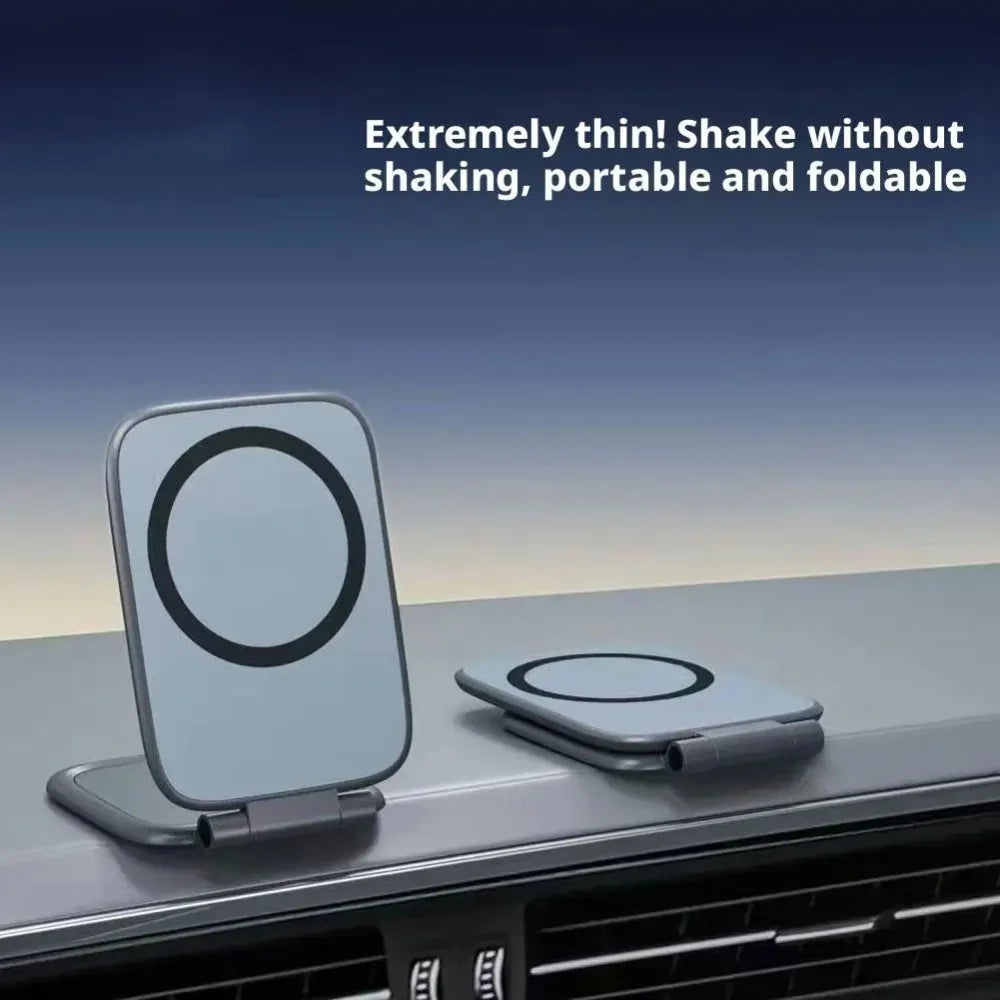 1pc Dual Magnetic Car Phone Holder Ultrathin Foldable Strong Magnetic Anti-Shake Universal Magnetic Car Bracket Desktop Holder Qme