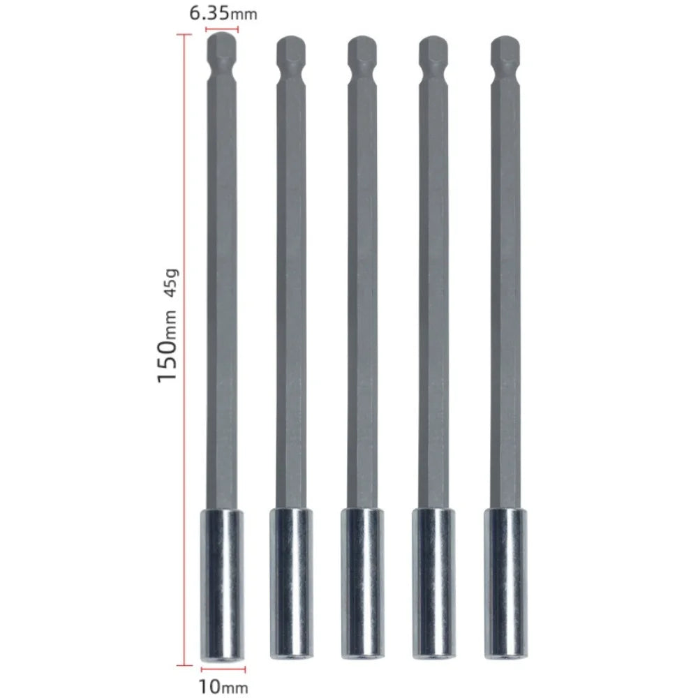20-1PCS Hex Shank Drill Bit 60MM-150MM Magnetic Screwdriver Extended Link Screwdriver Head Holder Kit Rotary Tool Accessories Qme 150MM 5pcs