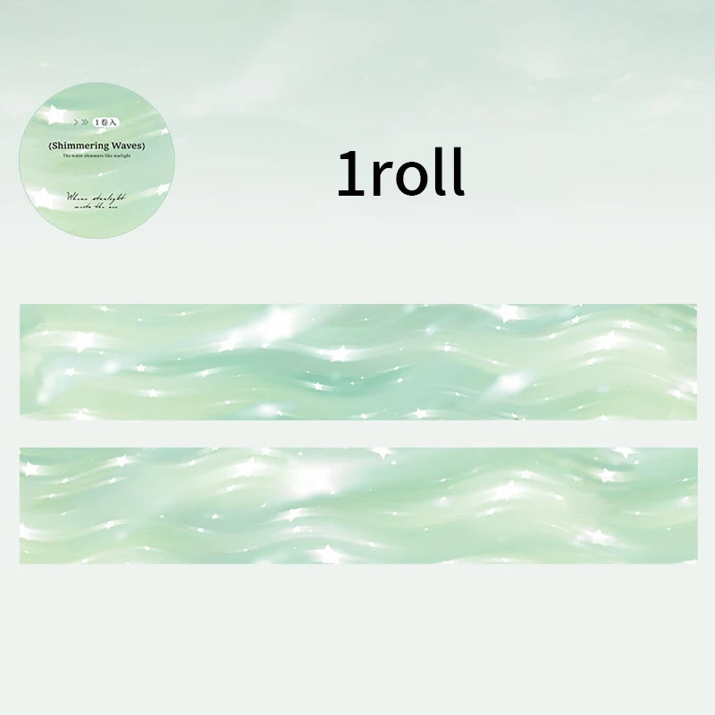 Simulated Water Wave Texture Tape, Summer Themed Handmade Scene Decor Tape, Aesthetic Stationery for Students Qme C