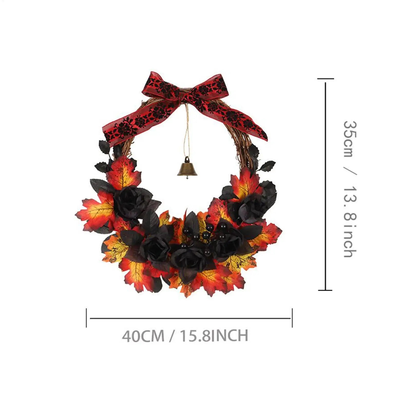 Halloween Wreaths Front Door Festival Window Garland Realistic Maple Qme