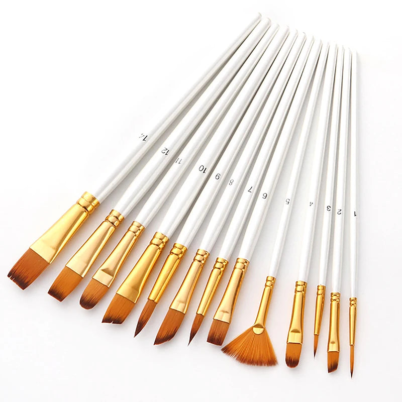 Painting Brushes Artist Brush Oil Acrylic Watercolor Gouache Paint Qme