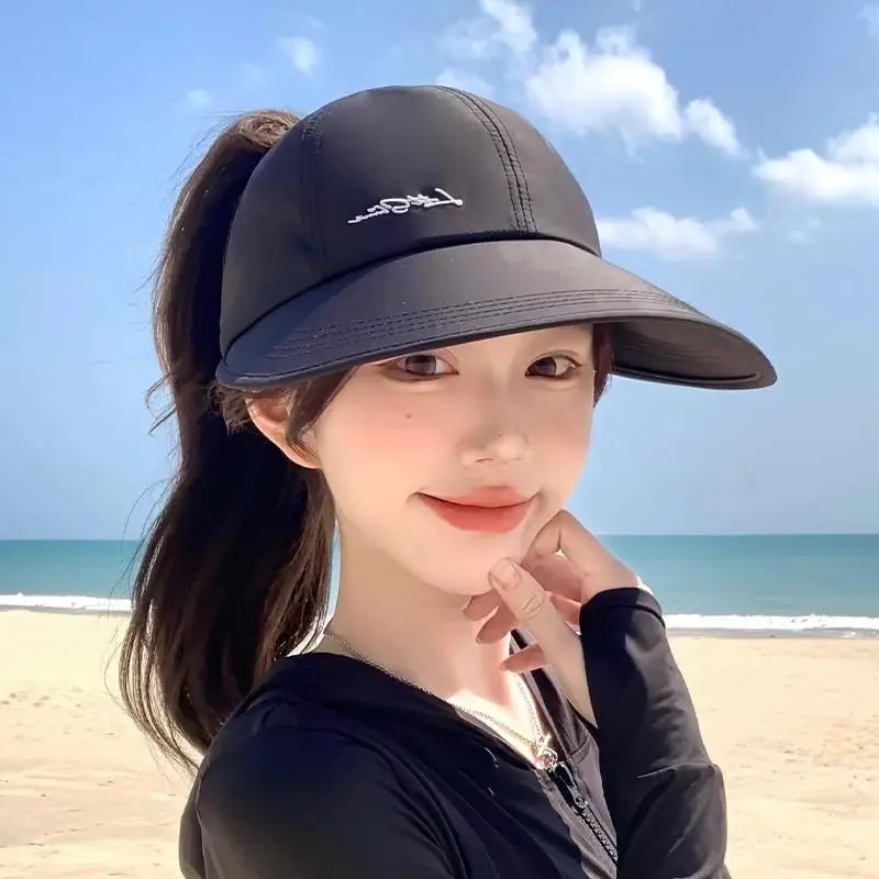 Ventilated Sun Hat Women Open Baseball Cap Extended Brimsecure Fit Qme