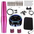 Permanent Makeup Pen Kit Set with AURORA Colorful Tattoo Power Supply PMU Tattoo Equipment for Beauty Enthusiasts Qme Rosered Black Kit