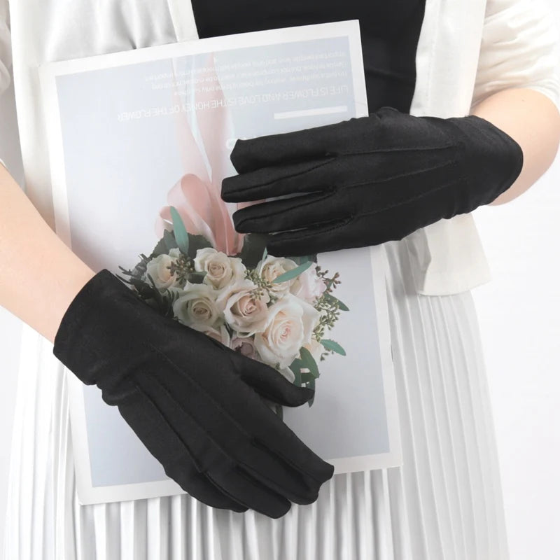 Elastic Black White Formal Gloves Honor Guard Gloves Guard Santa Men Women Inspection Mittens Work Driving Jewelry Butler Gloves Qme black