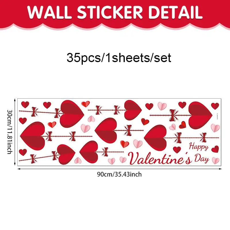 Valentine's Day Atmosphere Decor Stickers Heart-shaped Romantic Sweetheart Balloon Stickers For Glass Windows Display Windows Qme A1