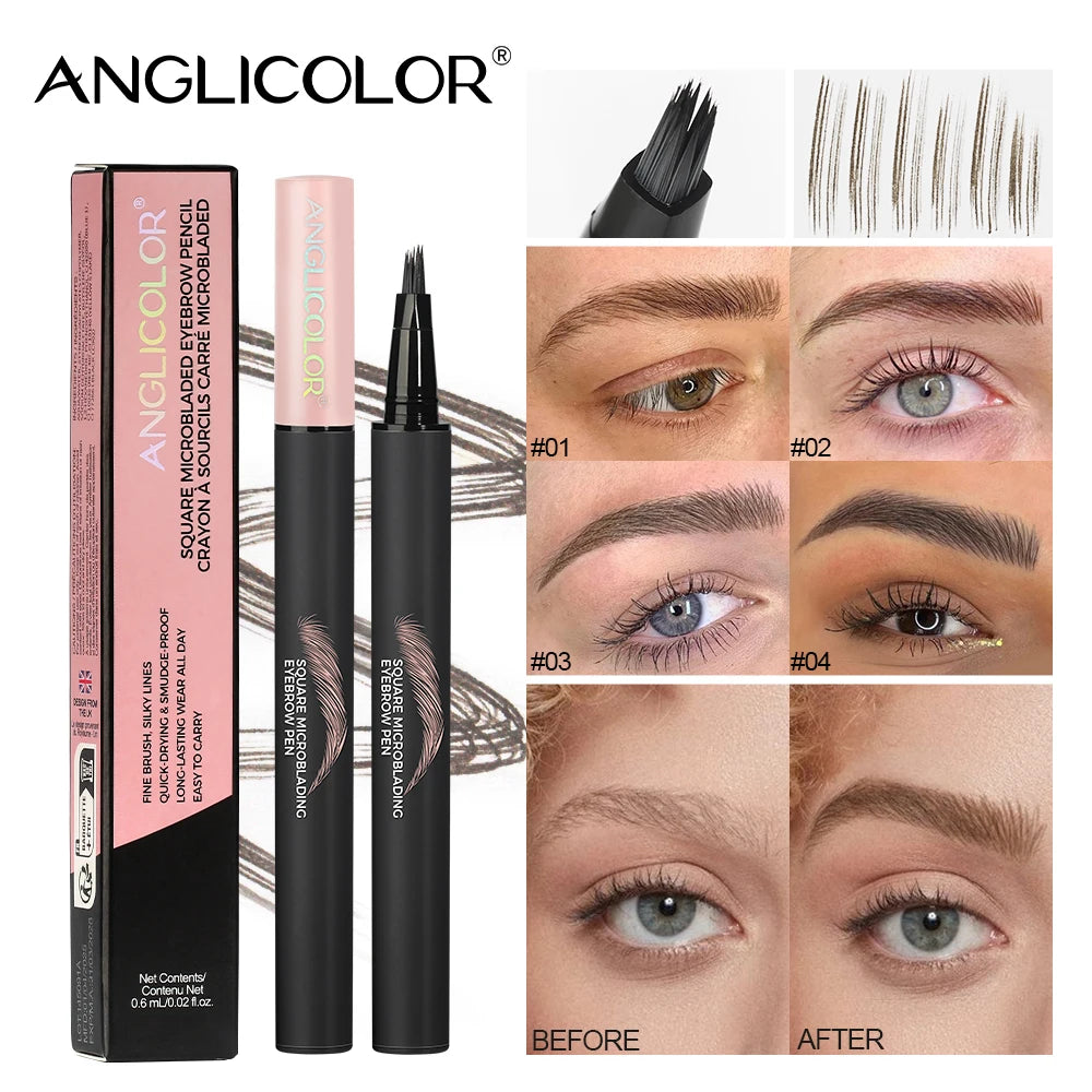 4-Sided Angle Brush Tip Wild Eyebrow Painting Liquid Ash Tea Brown 3D Dye Dip Eyebrow Enhancers Tinted Hairline Modification Qme