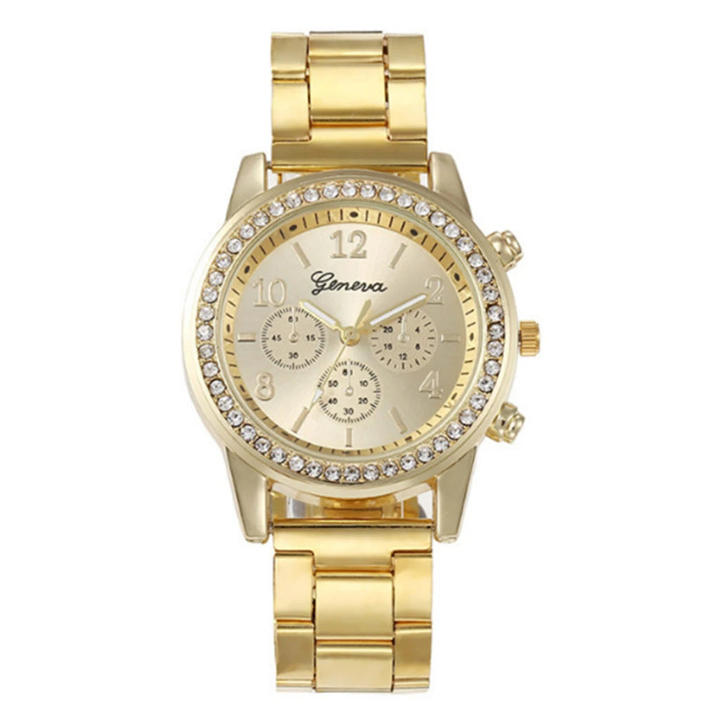 5pcs/set steel strip women's watch fake three eye women's casual Korean version quartz watch set Qme