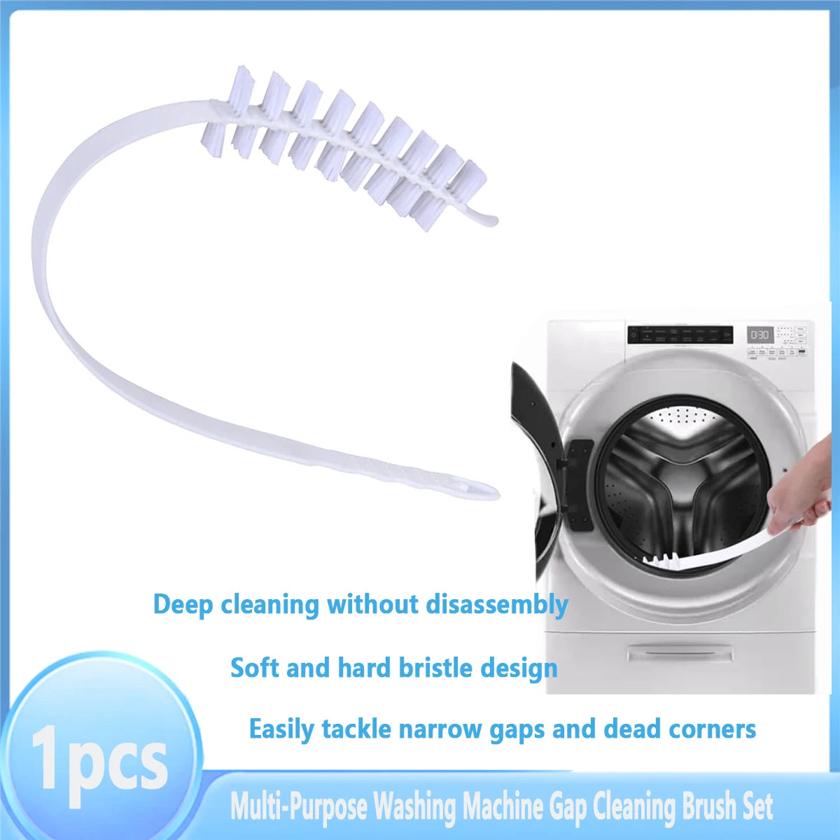 Washing Machine Cleaning Brush,Dryer Vent Cleaner Kit,Crevice Brush for Bathroom, Shower & Kitchen Household Cleaning Tools Qme M-Brush-1