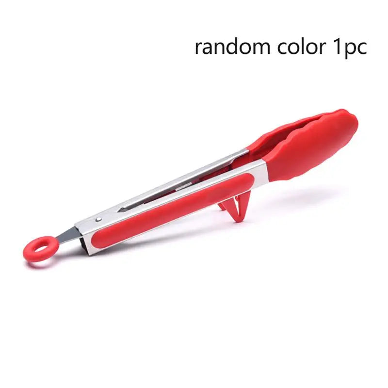 Temperature Resistant Nylon Stainless Steel Food Clip Outdoor BBQ Qme A1