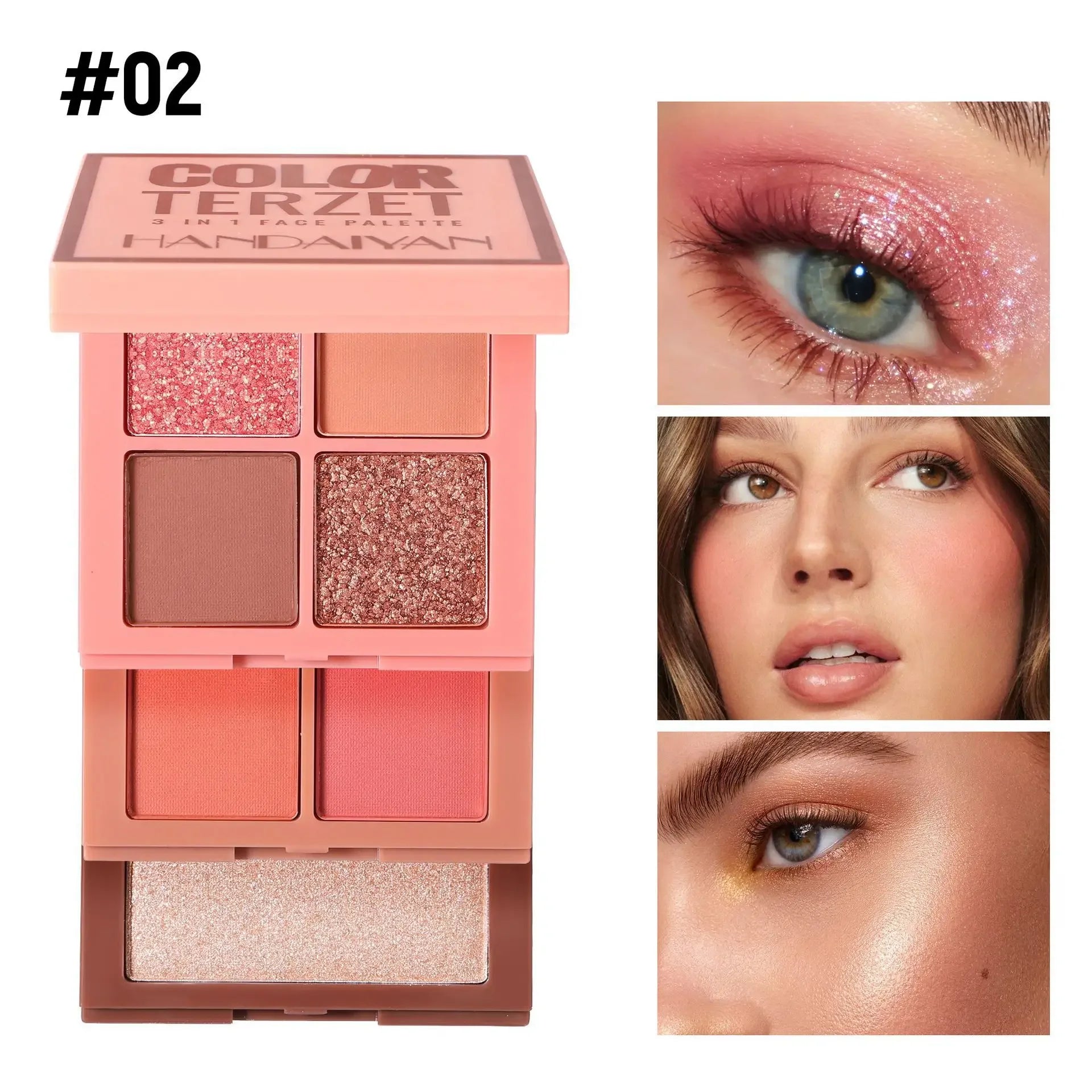 Multifunctional Palette Matte Highlighter Blush Palette Long-Lasting Blush Eyeshadow Face Cosmetics Makeup Palette Female Qme 02