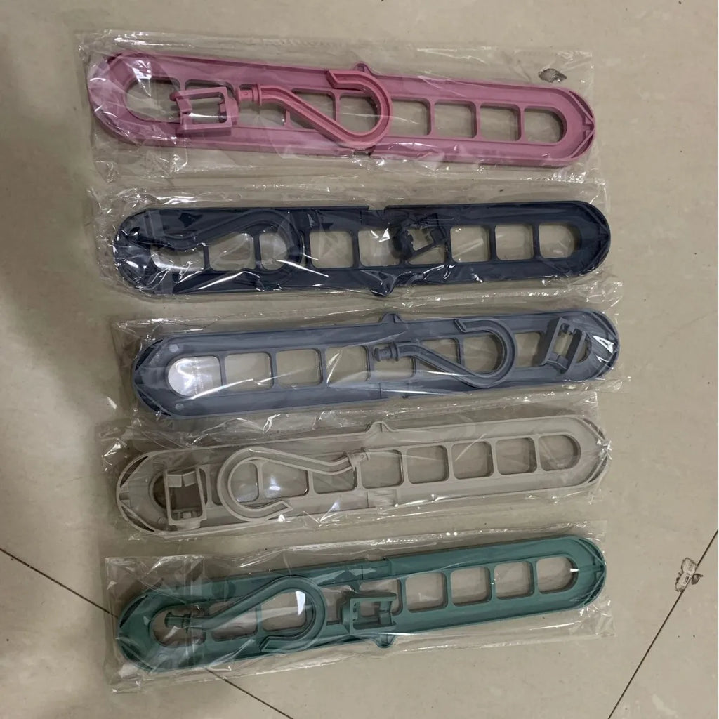 9 Holes Multi Layer Space Saving Clothes Hanger Multifunctional Plastic Clothes Storage Rack Anti Slip Closet Organizer Qme
