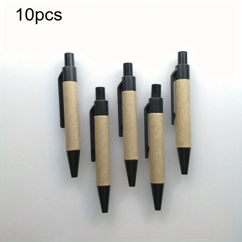 10pcs Eco-friendly Recycled Paper Ballpoint Pen Black Ink Writing Pen Office School Supplies Qme 10pcs