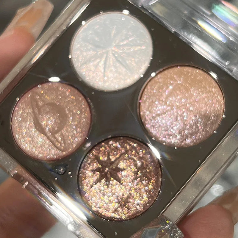 4-colors Planet Diamond Glitter Eyeshadow Palette Aurora Purple Qme