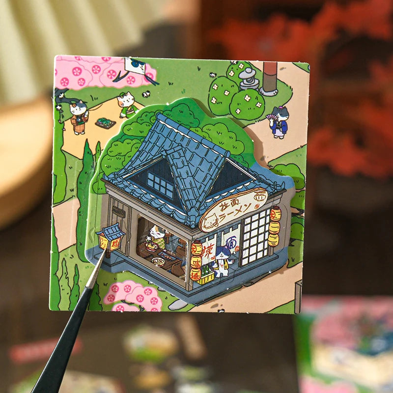 24Sheets/Pack Retro Chinese Architecture Stickers for Office Stress Relief, DIY Scrapbooking, Journal, Phone Case, Laptop, etc. Qme