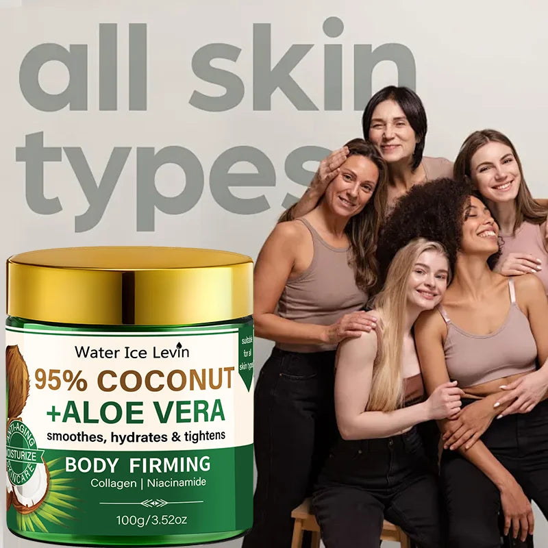 95% Coconut Aloe Vera Body Moisturizer - Collagen & Niacinamide, Firming, Smoothing for All Skin Types Qme