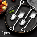 4 pieces of thickened creative stainless steel spatulas, ice cream and fruit spoons, cute scraper spoons, dessert spoons, Qme Silver