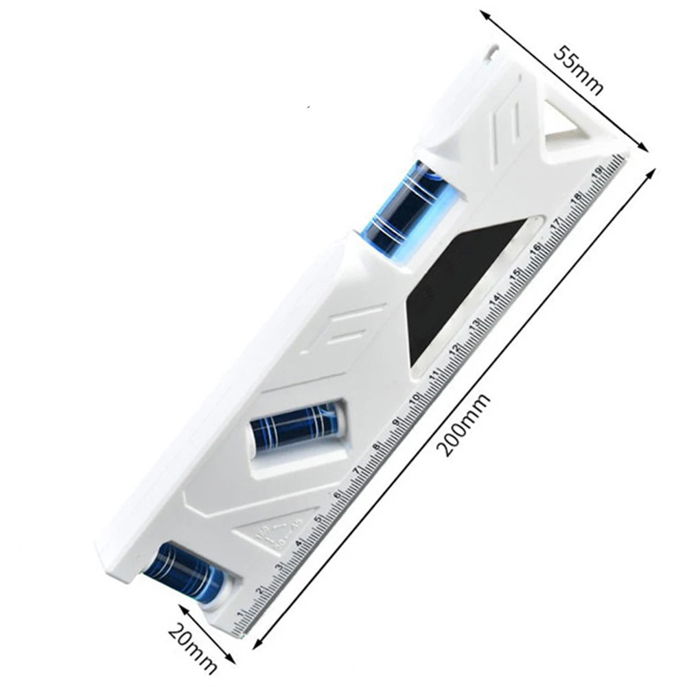 Portable Level Ruler Bubble Precision Magnetic Lever Angle Gauge Qme 200mm white