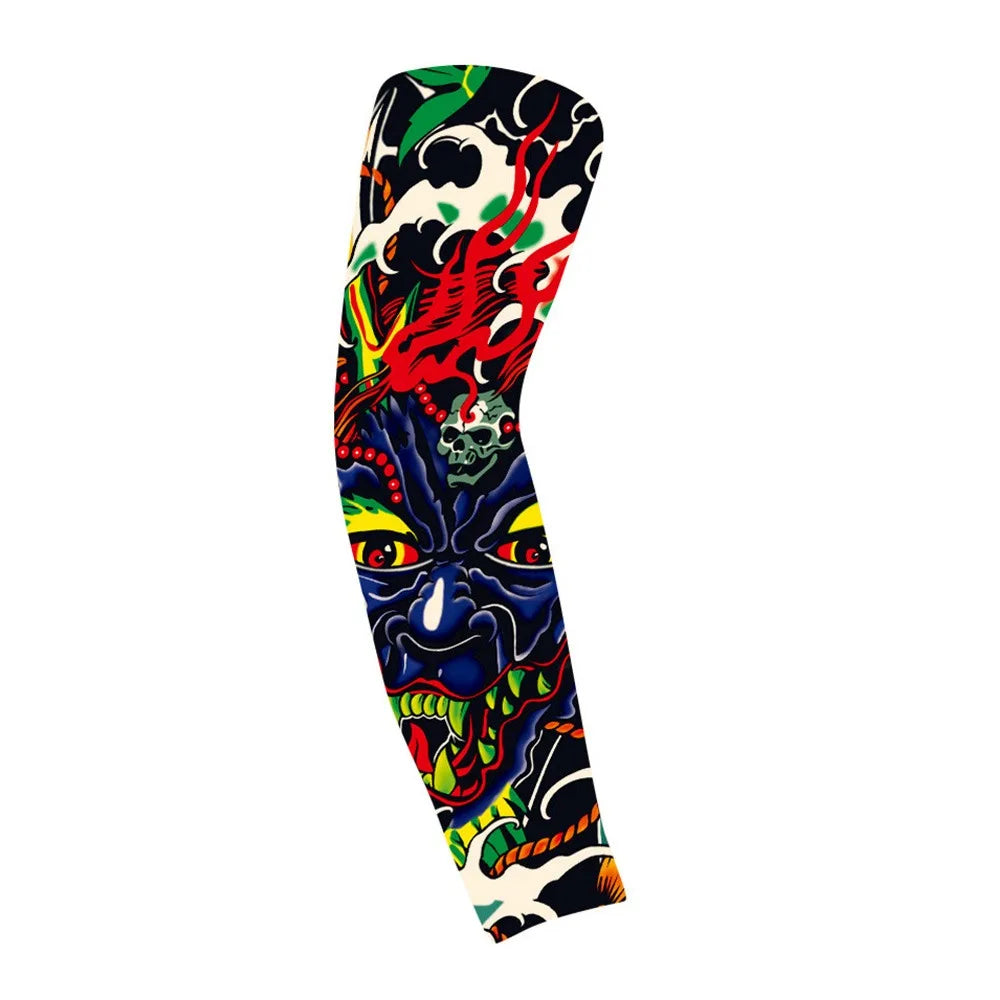Flower Arm Pattern Flower Arm Tattoo Sleeve Breathable Thin Men Sunscreen Sleeve UV Protection Long-sleeved Ice Silk Arm Sleeve Qme style 25